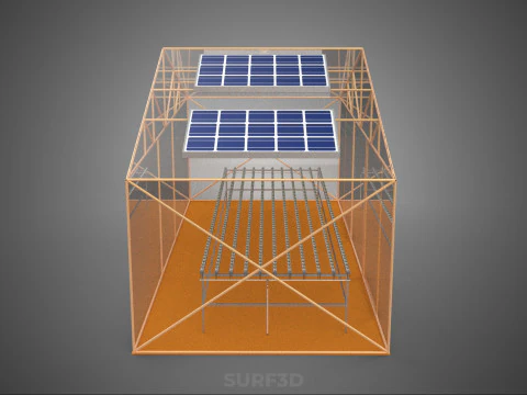 INDOOR SOLAR PANEL HYDROPONIC GREENHOUSE GLASSHOUSE FARM GARDEN 3D Model