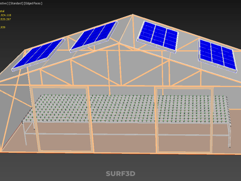 INDOOR SOLAR PANEL HYDROPONIC GREENHOUSE GLASSHOUSE FARM GARDEN 3D Model
