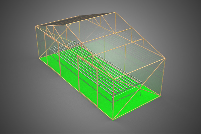 JARDÍN HIDROPÓNICO AEROPÓNICO INVERNADERO INVERNADERO INVERNADERO GRANJA Modelo 3D .c4d .max .obj .3ds .fbx .stl .blend