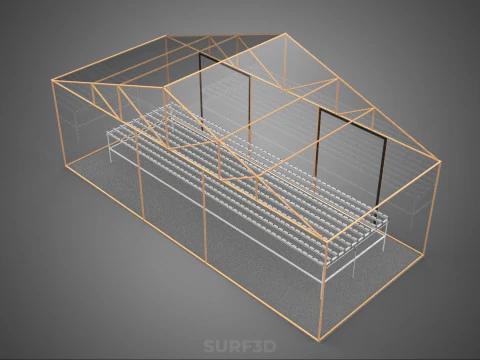 TRANSPARENT GREENHOUSE GARDEN NFT GROWING TABLE HYDROPONIC PLANT 3D Model