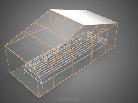TRANSPARENT GREENHOUSE GARDEN NFT GROWING TABLE HYDROPONIC PLANT 3D Model