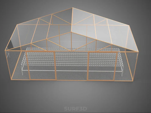 TRANSPARENT GREENHOUSE GARDEN NFT GROWING TABLE HYDROPONIC PLANT 3D Model