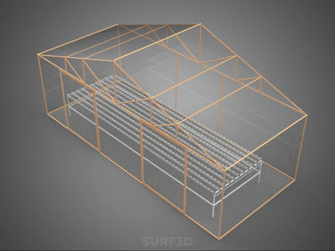 TRANSPARENT GREENHOUSE GARDEN NFT GROWING TABLE HYDROPONIC PLANT 3D Model
