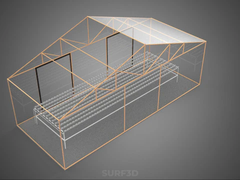 TRANSPARENT GREENHOUSE GARDEN NFT GROWING TABLE HYDROPONIC PLANT 3D Model
