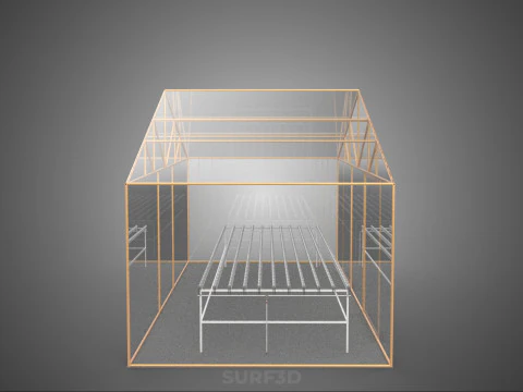 TRANSPARENT GREENHOUSE GARDEN NFT GROWING TABLE HYDROPONIC PLANT 3D Model