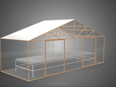 TRANSPARENT GREENHOUSE GARDEN NFT GROWING TABLE HYDROPONIC PLANT 3D Model