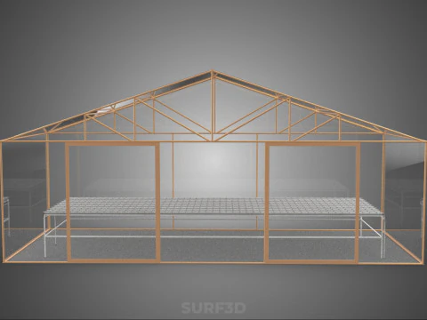 TRANSPARENT GREENHOUSE GARDEN NFT GROWING TABLE HYDROPONIC PLANT 3D Model