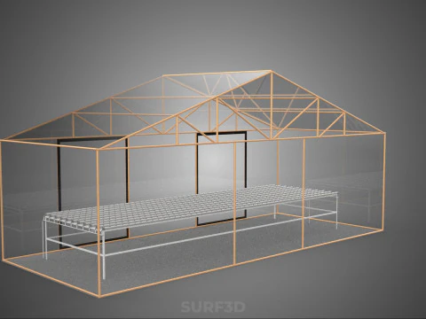 TRANSPARENT GREENHOUSE GARDEN NFT GROWING TABLE HYDROPONIC PLANT 3D Model