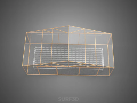 TRANSPARENT GREENHOUSE GARDEN NFT GROWING TABLE HYDROPONIC PLANT 3D Model
