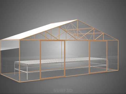TRANSPARENT GREENHOUSE GARDEN NFT GROWING TABLE HYDROPONIC PLANT 3D Model