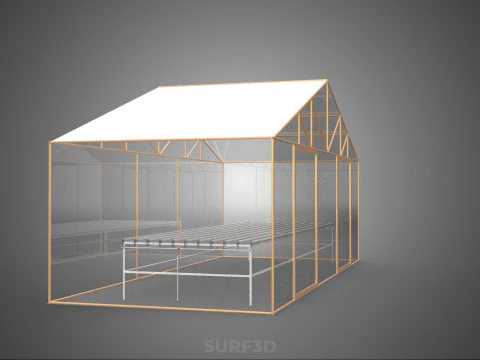 TRANSPARENT GREENHOUSE GARDEN NFT GROWING TABLE HYDROPONIC PLANT 3D Model