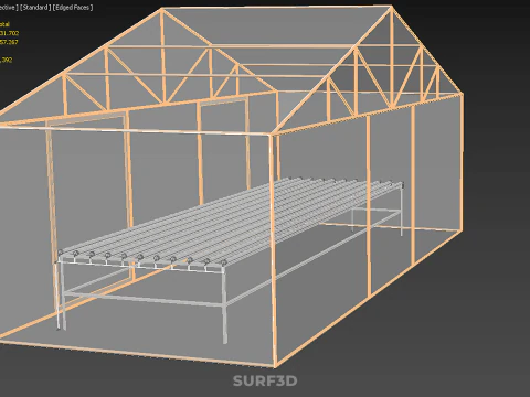 TRANSPARENT GREENHOUSE GARDEN NFT GROWING TABLE HYDROPONIC PLANT 3D Model
