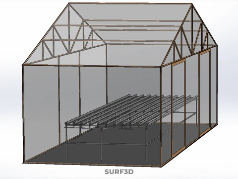 TRANSPARENT GREENHOUSE GARDEN NFT GROWING TABLE HYDROPONIC PLANT 3D Model