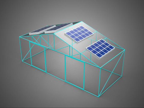 СОНЯЧНА ЕЛЕКТРОФЕРМА ТЕПЛИЦЯ ТЕПЛИЦЯ ТЕПЛИЦЯ САД 3D Модель