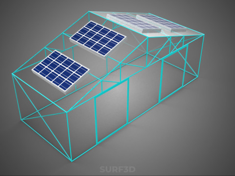 SOLAR POWERED FARM PLANT GREENHOUSE HOTHOUSE GLASSHOUSE GARDEN 3D Model