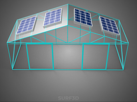 SOLAR POWERED FARM PLANT GREENHOUSE HOTHOUSE GLASSHOUSE GARDEN 3D Model