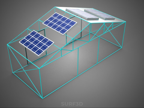 SOLAR POWERED FARM PLANT GREENHOUSE HOTHOUSE GLASSHOUSE GARDEN 3D Model