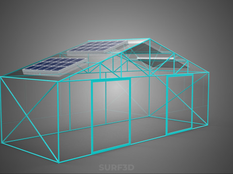 SOLAR POWERED FARM PLANT GREENHOUSE HOTHOUSE GLASSHOUSE GARDEN 3D Model