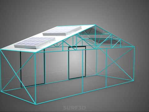 SOLAR POWERED FARM PLANT GREENHOUSE HOTHOUSE GLASSHOUSE GARDEN 3D Model
