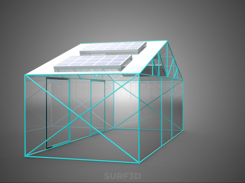 SOLAR POWERED FARM PLANT GREENHOUSE HOTHOUSE GLASSHOUSE GARDEN 3D Model