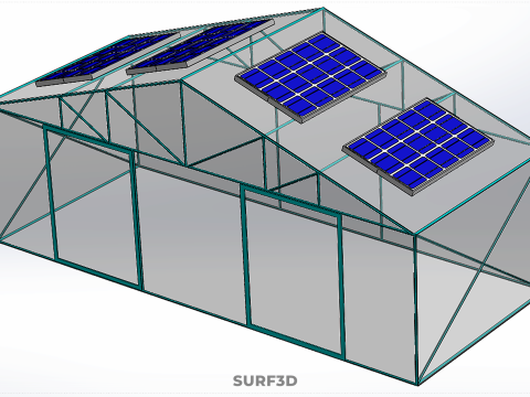 SOLAR POWERED FARM PLANT GREENHOUSE HOTHOUSE GLASSHOUSE GARDEN 3D Model