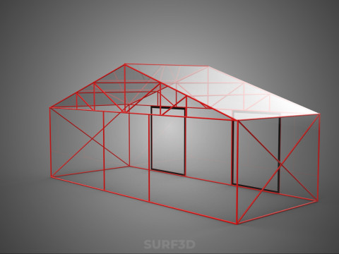ПРОЗРАЧНАЯ ТЕПЛИЦА ТЕПЛИЦА ТЕПЛИЦА САД КАРКАС ФЕРМА 3D Модель