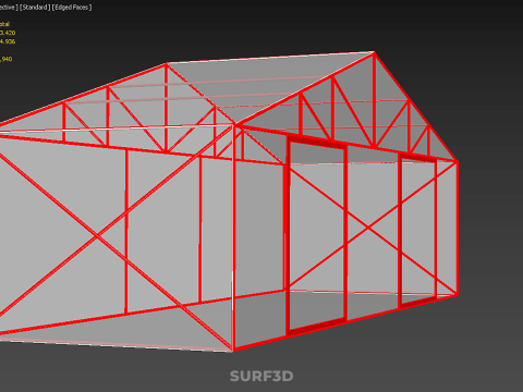 ПРОЗРАЧНАЯ ТЕПЛИЦА ТЕПЛИЦА ТЕПЛИЦА САД КАРКАС ФЕРМА 3D Модель