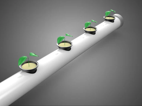 DIY PLASTIC PIPE TUBE CHANNEL NET POT CUP PLANTS HYDROPONIC KIT 3D Model