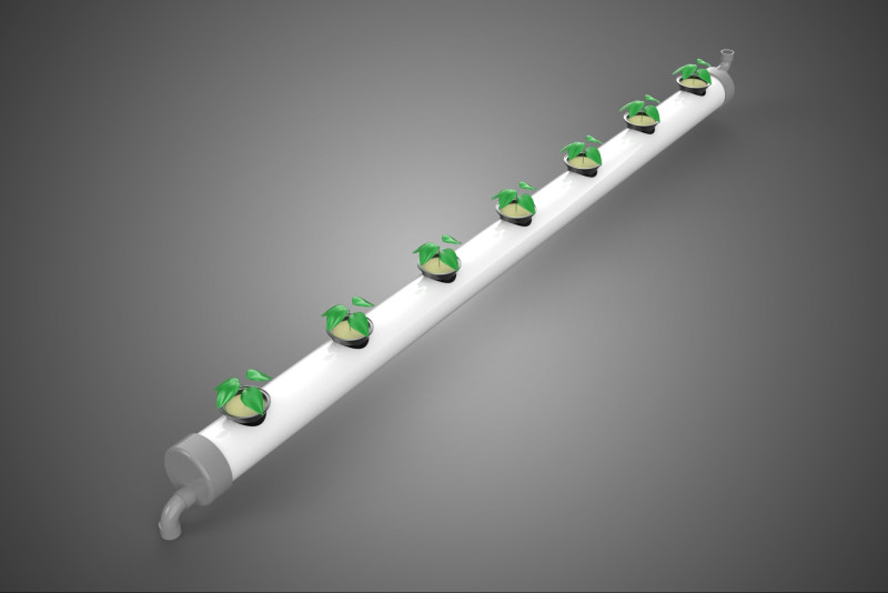 NFT HYDROPONIC PVC TUBE GROWING CHANNEL ROW MODULE NETPOT NETCUP 3D Model .c4d .max .obj .3ds .fbx .stl .blend 