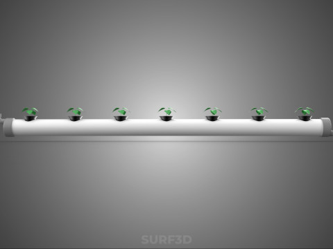 NFT HYDROPONIC PVC TUBE GROWING CHANNEL ROW MODULE NETPOT NETCUP 3D Model