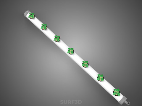 NFT HYDROPONIC PVC TUBE GROWING CHANNEL ROW MODULE NETPOT NETCUP 3D Model