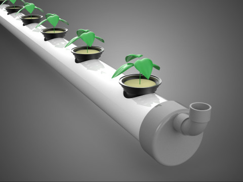 CONFIGURATION D'AGRICULTURE AÉROPONIQUE HYDROPONIQUE TUYAUTERIE EN PVC CROISSANCE DES RÉCOLTES DES PLANTES Modèle 3D