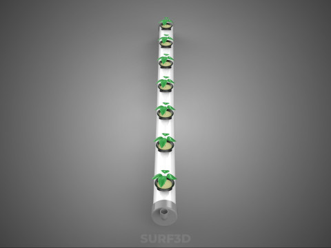 水培气雾栽培装置 PVC 管道植物 作物生长 3D 模型