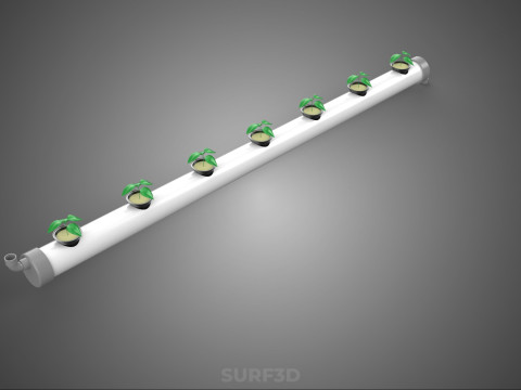 水培气雾栽培装置 PVC 管道植物 作物生长 3D 模型