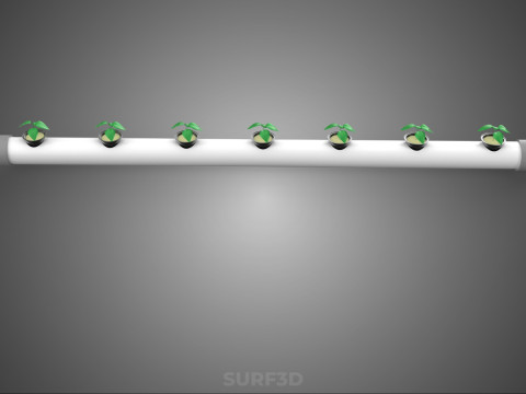 水培气雾栽培装置 PVC 管道植物 作物生长 3D 模型