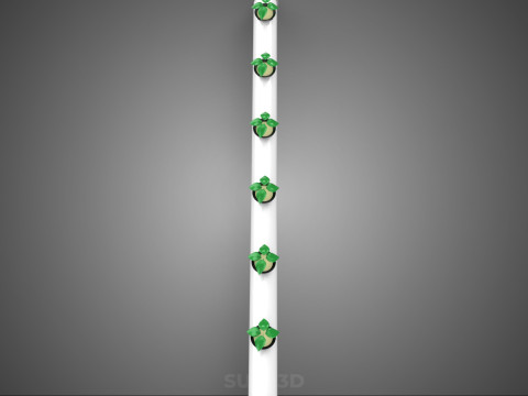 水培气雾栽培装置 PVC 管道植物 作物生长 3D 模型