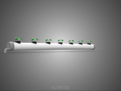 水培气雾栽培装置 PVC 管道植物 作物生长 3D 模型