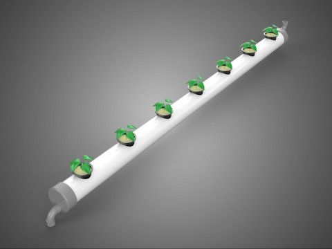 水培气雾栽培装置 PVC 管道植物 作物生长 3D 模型