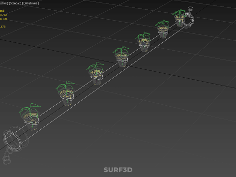 水培气雾栽培装置 PVC 管道植物 作物生长 3D 模型