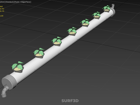 水培气雾栽培装置 PVC 管道植物 作物生长 3D 模型