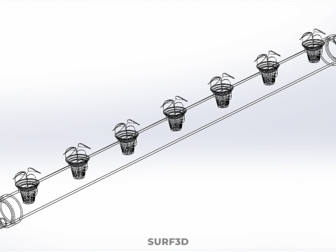 水培气雾栽培装置 PVC 管道植物 作物生长 3D 模型