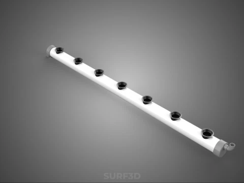 IRRIGATION PVC GROW CHANNEL PIPE PLANT ROOT NUTRIENT HYDROPONIC 3D Model