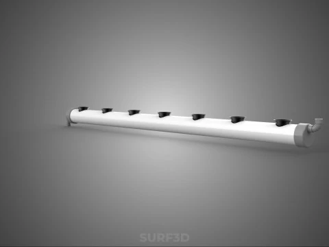IRRIGATION PVC GROW CHANNEL PIPE PLANT ROOT NUTRIENT HYDROPONIC 3D Model