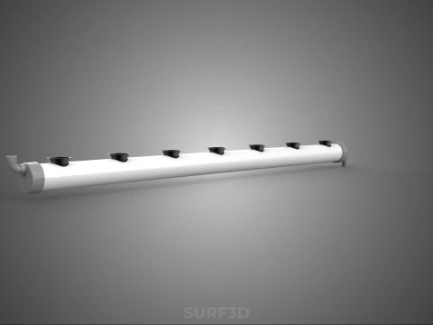 IRRIGATION PVC GROW CHANNEL PIPE PLANT ROOT NUTRIENT HYDROPONIC 3D Model
