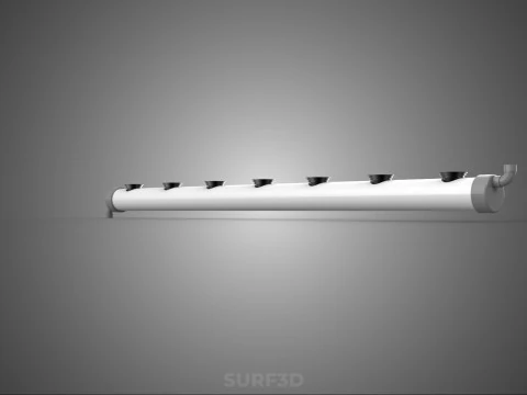 IRRIGATION PVC GROW CHANNEL PIPE PLANT ROOT NUTRIENT HYDROPONIC 3D Model