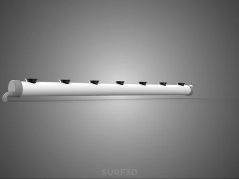 IRRIGATION PVC GROW CHANNEL PIPE PLANT ROOT NUTRIENT HYDROPONIC 3D Model