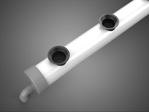 HIDROPÓNICA TUBO DE PVC RAÍCES PLANTAS CANAL TAPA EXTREMO RED MACETAS FILA Modelo 3D