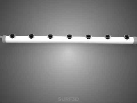 水耕栽培 PVC チューブ 根 植物 チャンネル エンドキャップ ネットポット 列 3Dモデル