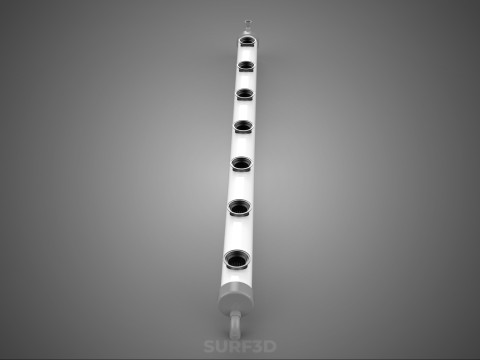 水耕栽培 PVC チューブ 根 植物 チャンネル エンドキャップ ネットポット 列 3Dモデル