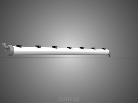 水耕栽培 PVC チューブ 根 植物 チャンネル エンドキャップ ネットポット 列 3Dモデル